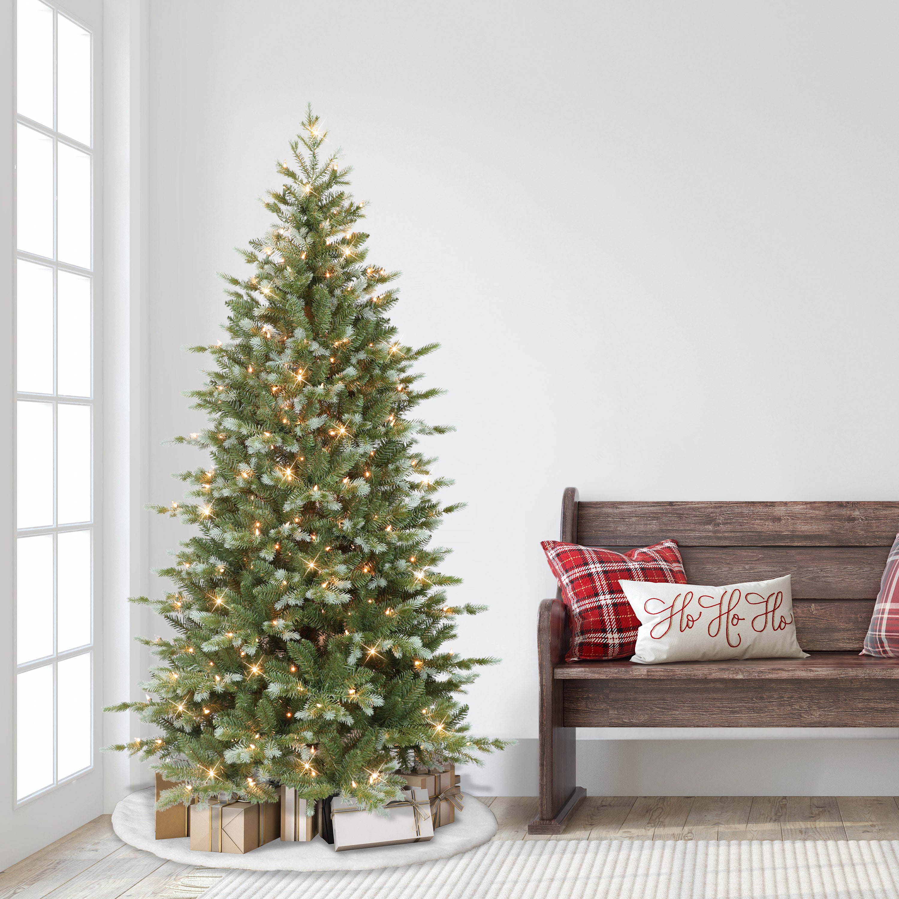 6.5ft Pre-Lit Slim Colorado Blue Spruce Christmas Tree